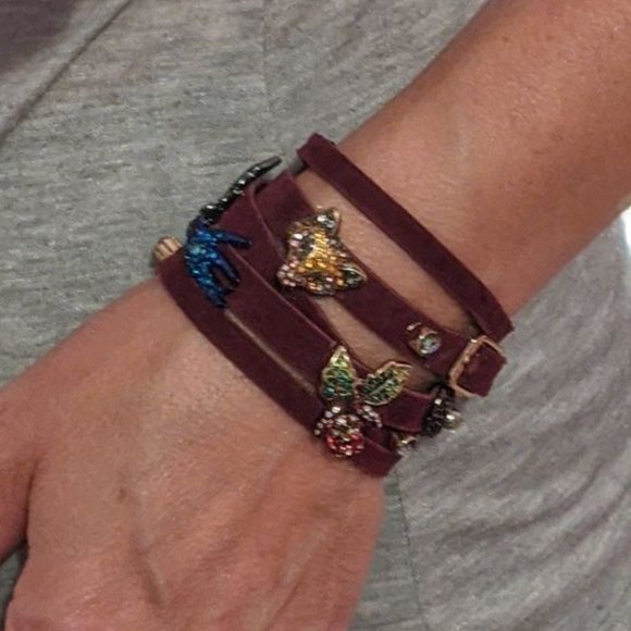NWOT Betsey Johnson Suede Wrap Charm Bracelet